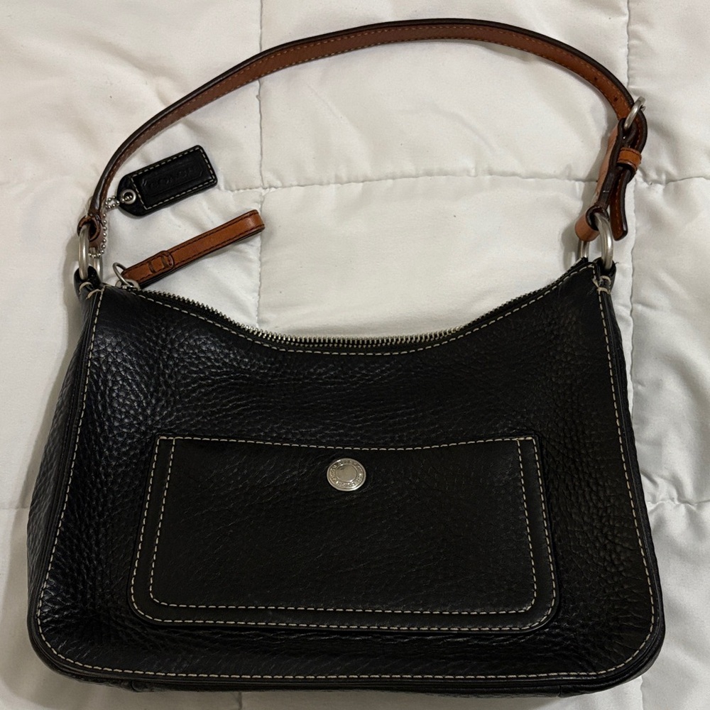 Coach Black and Tan Leather Shoulder Bag